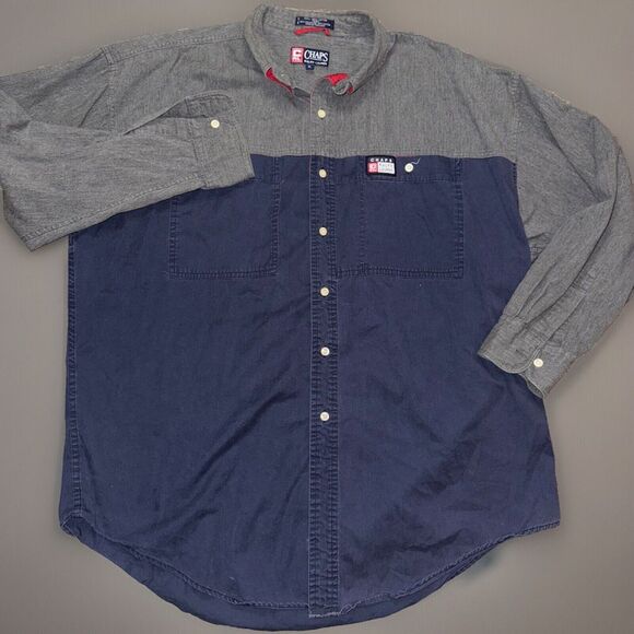 Chaps‎ Ralph Lauren Color Blocked Button Down Shirt Long Sleeve Men's XL - Picture 1 of 6